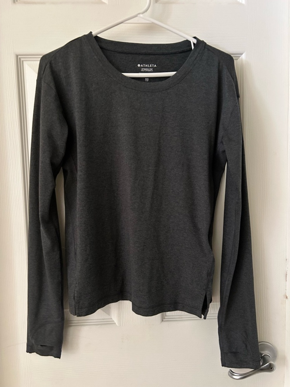 Athleta Long Sleeve Crewneck Top - Charcoal Gray
